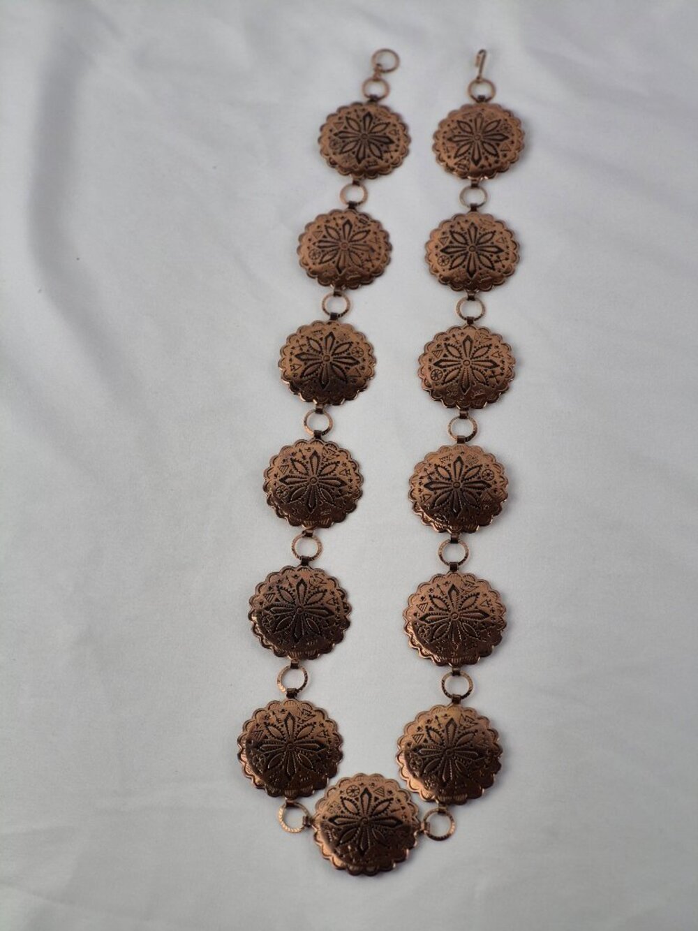 Vintage Native American Style Copper Tone Medallion Belt - Picture 2 of 10